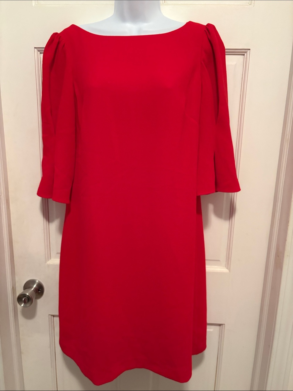 Elegant Vince Camilo Women's Red Shift Dress with Puff Sleeves size 10